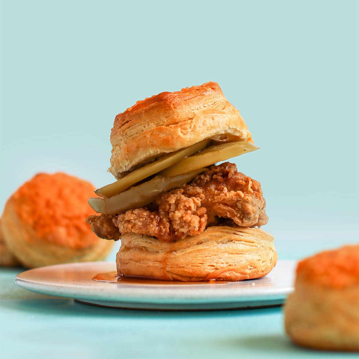 Fried Chicken, Honey Butter, and Biscuit Sandwiches Recipe