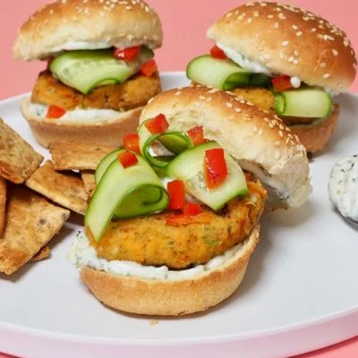 Sweet Potato Falafel Sliders with Creamy Herb Sauce Vegan Recipe