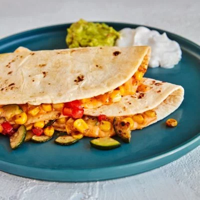 Zucchini, Squash, Corn, Pepper Quesadillas Vegan Recipe