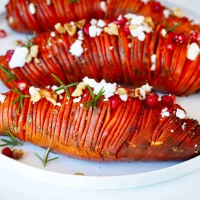 Hasselback Sweet Potatoes Vegan Recipe