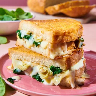 Parmesan Crusted Spinach Artichoke Grilled Cheese Vegan Recipe