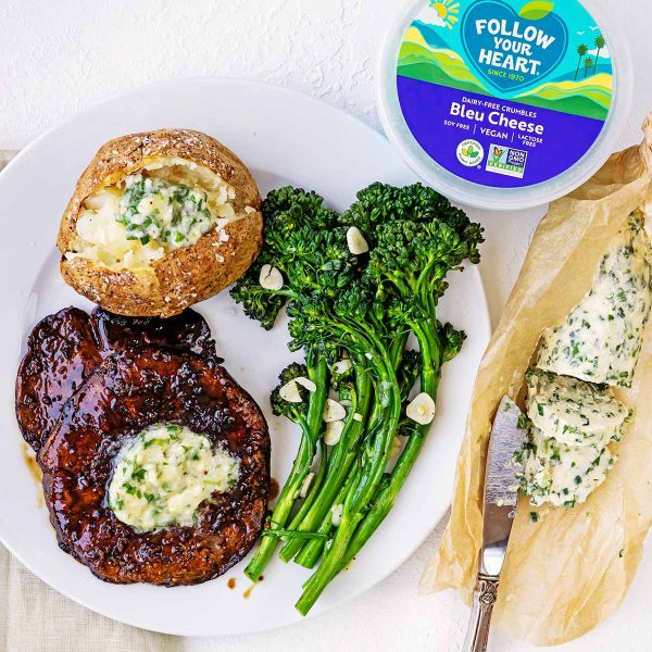 Bleu Cheese Compound Butter Portobello Mushrooms Vegan Recipe