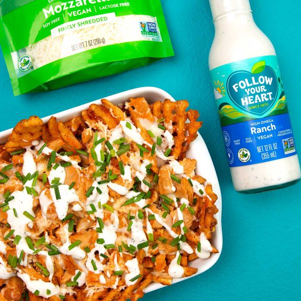 Buffalo Chicken Loaded Waffle Fries Vegan Recipe