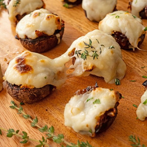 Stuffed Mushroom with Caramelized Onion and Vegan Cheese from Follow Your Heart