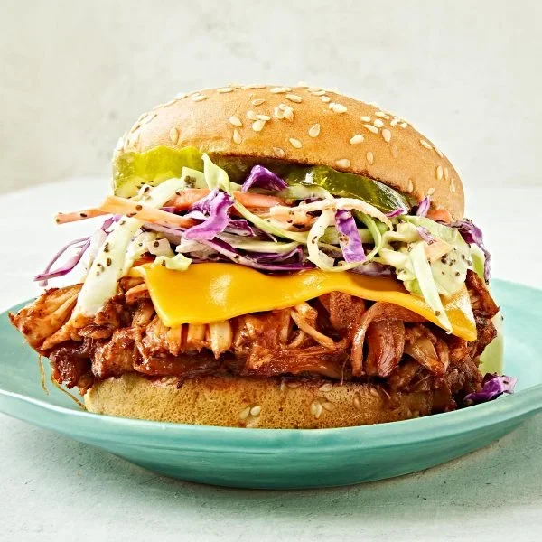 BBQ Jackfruit Burgers with Rainbow Slaw Vegan Recipe