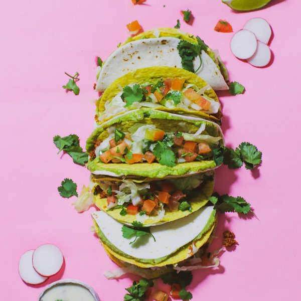 Guacamole Taco with Spicy Vegan Queso