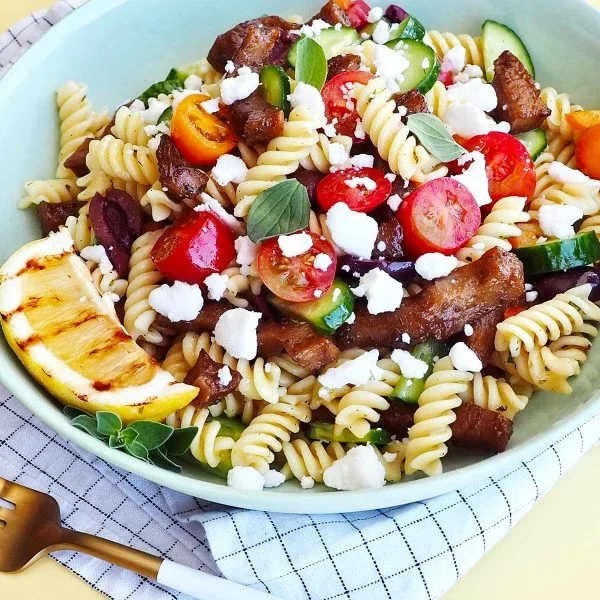 Greek Pasta Salad Vegan Recipe