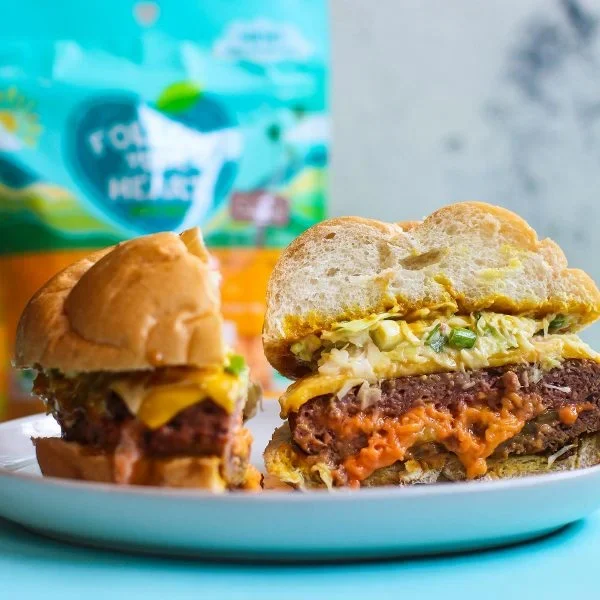 Green Chile & Cheddar Stuffed Burger Vegan Recipe