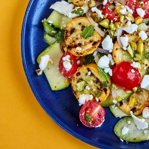 Grilled and Raw Squash Salad Vegan Recipe