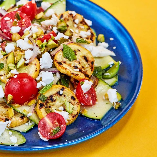 Grilled and Raw Squash Salad Vegan Recipe