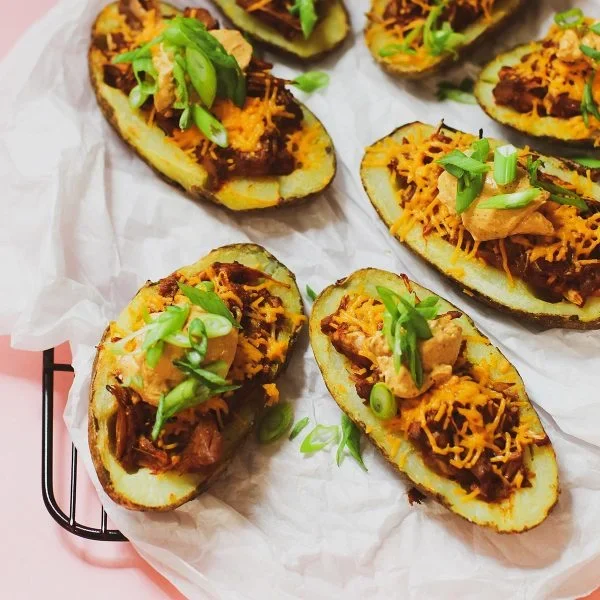 Pulled “Pork” Potato Skins Vegan Recipe