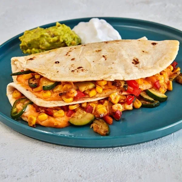 Zucchini, Squash, Corn, Pepper Quesadillas Vegan Recipe