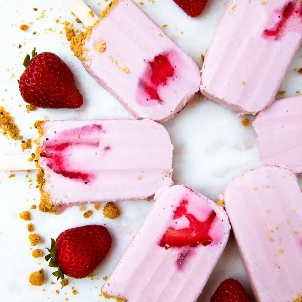 Strawberry Cheesecake Popsicles Vegan Recipe